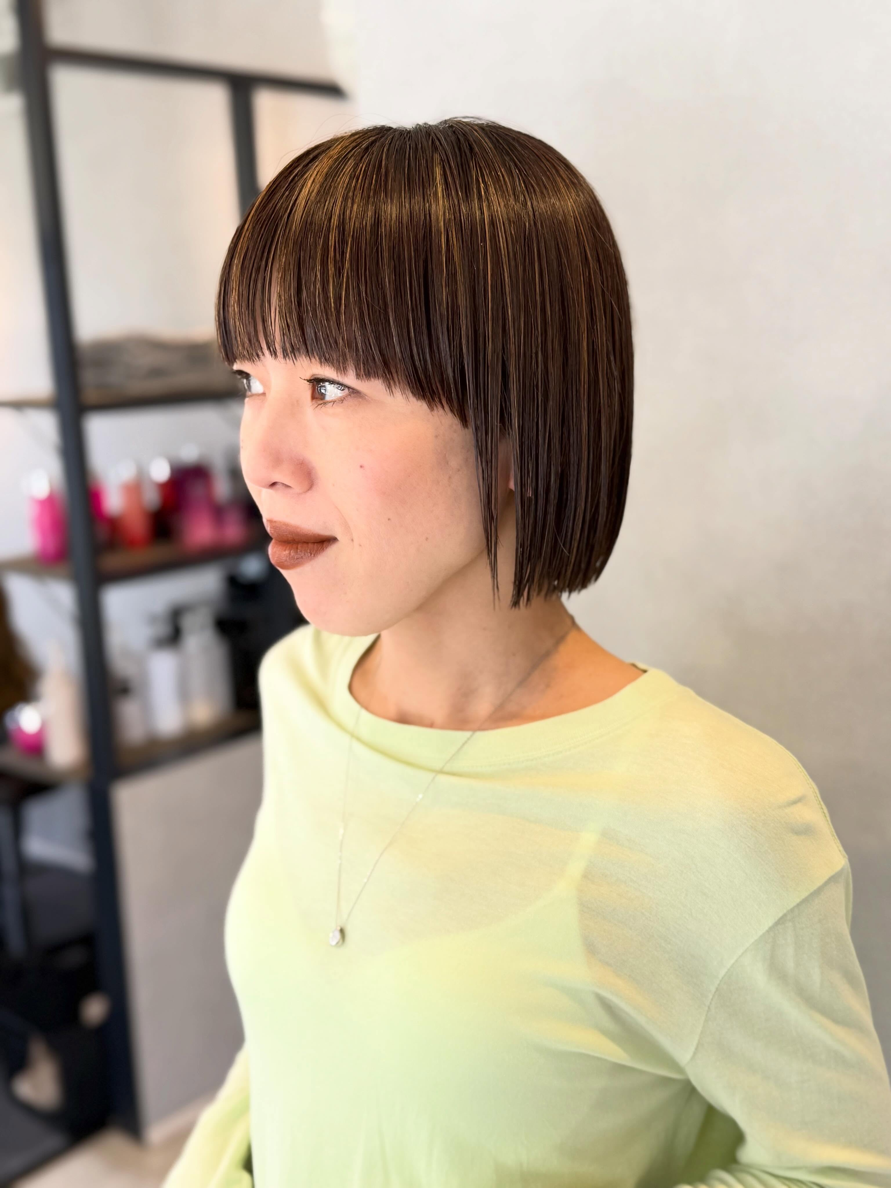細めハイライトでつくる透明感ボブ✨️